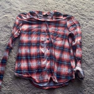 plaid button up blouse juniors medium size